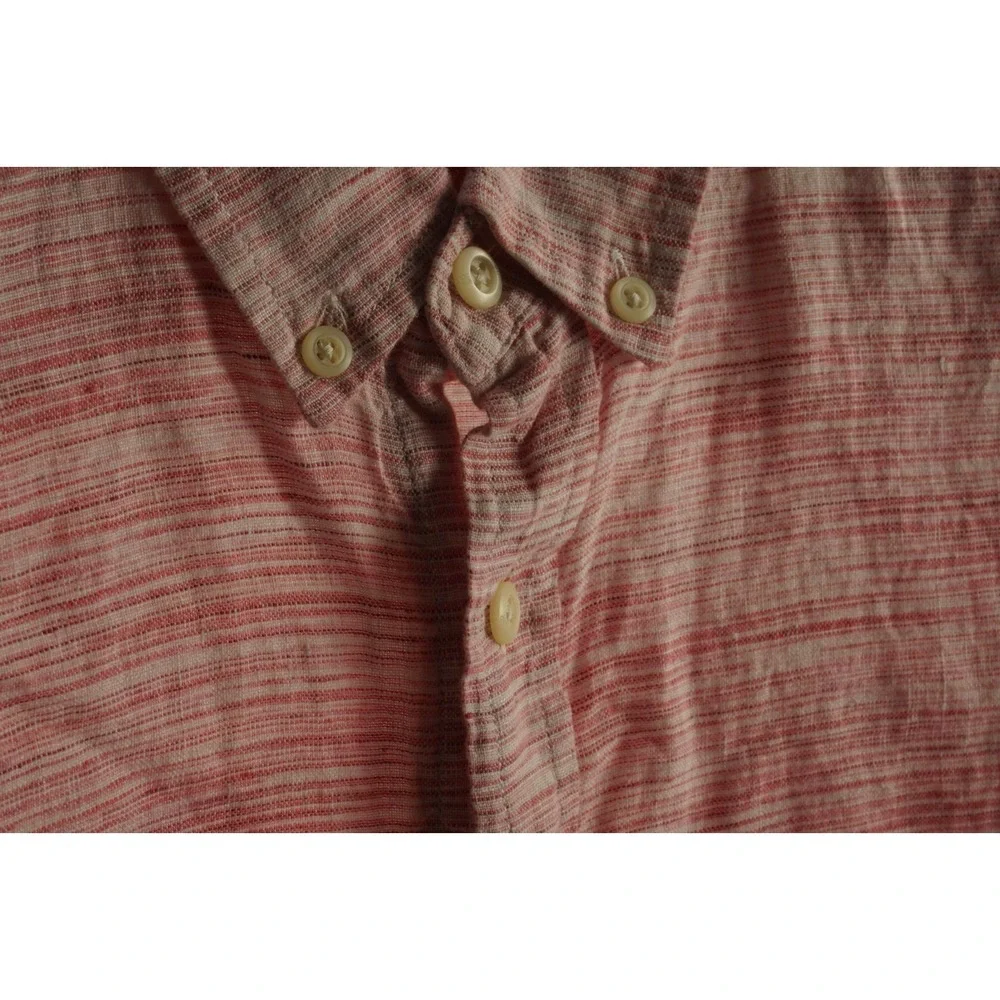 Banana Republic 100% Linen Camden Men's Medium‎ Pink Heather Button Down Shirt